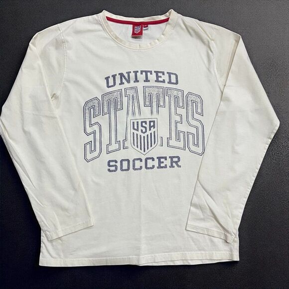 U.S. Soccer Officially Licensed USMNT States Long Sleeve Tee Cream Men's Size M - Picture 1 of 7